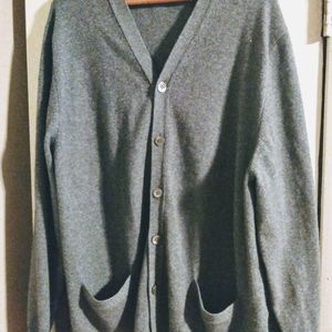 Landsend Womens Grey Button Up Sweater